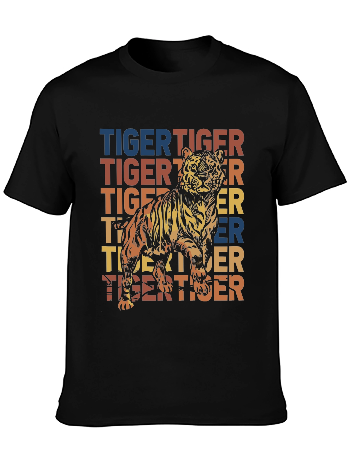 Retro Tiger Graphic Tee - Mens Black T-Shirt