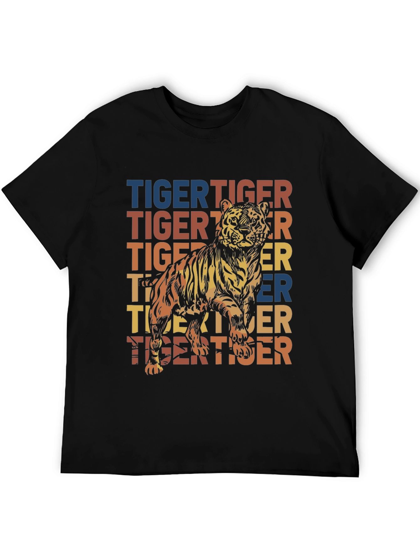 Retro Tiger Graphic Tee - Mens Black T-Shirt