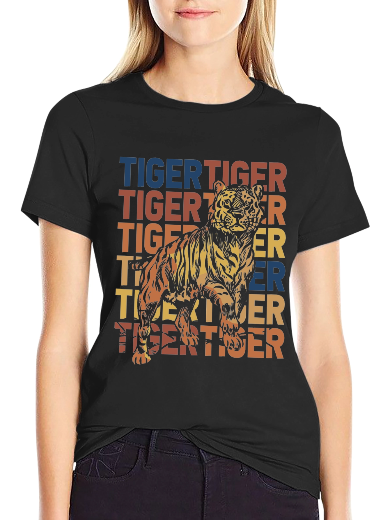 Retro Tiger Graphic Tee - Mens Black T-Shirt