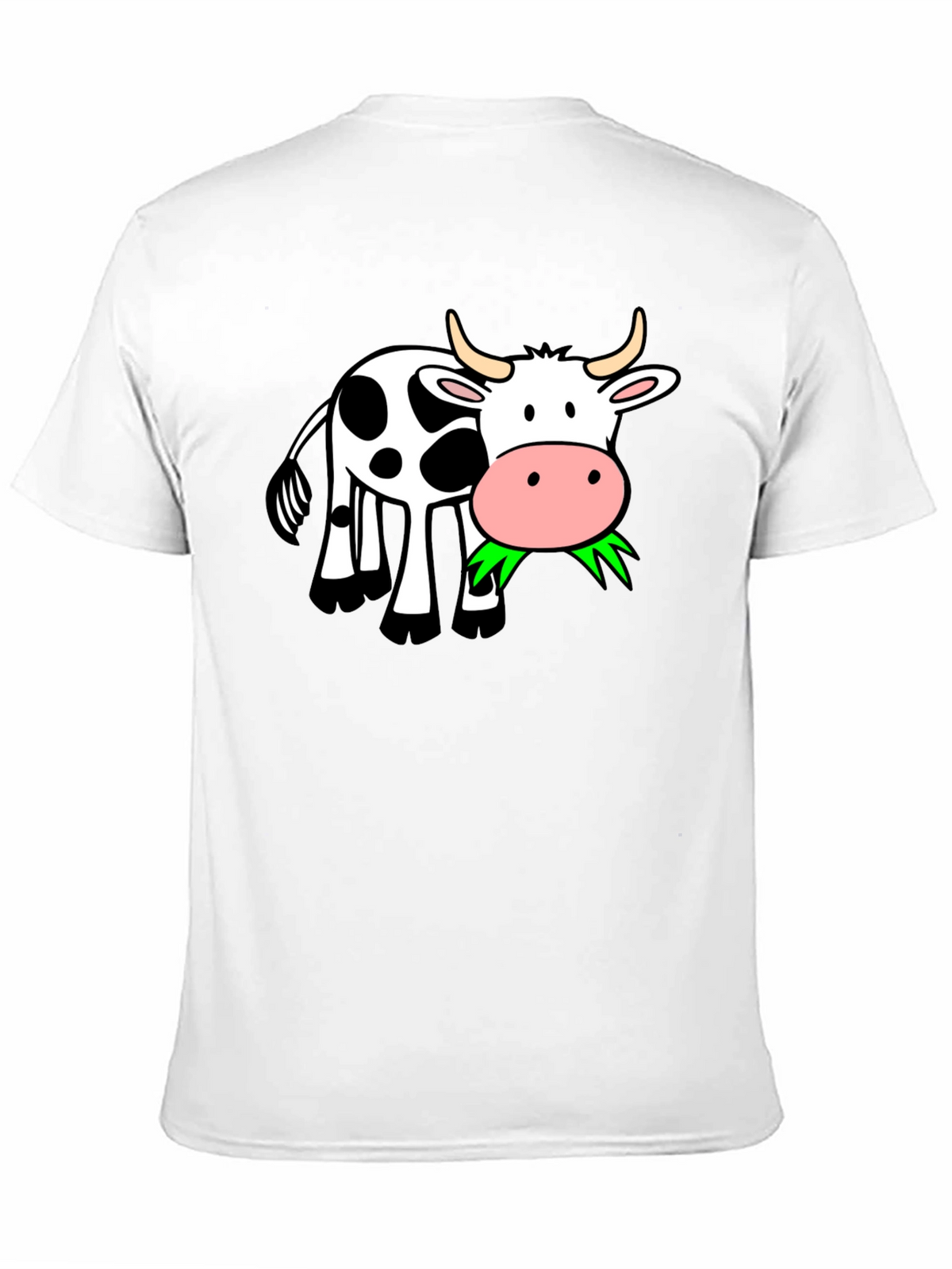 Funny Cow Eating Grass Graphic Black T-Shirt