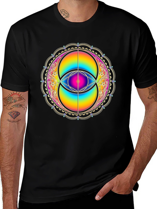 Rainbow Eye Mandala Graphic Tee - Black