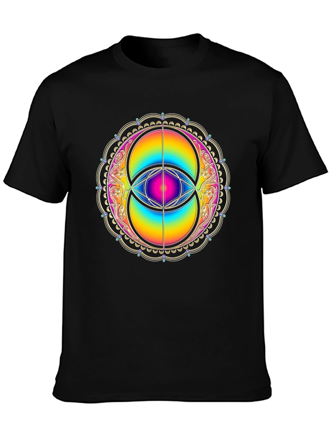 Rainbow Eye Mandala Graphic Tee - Black