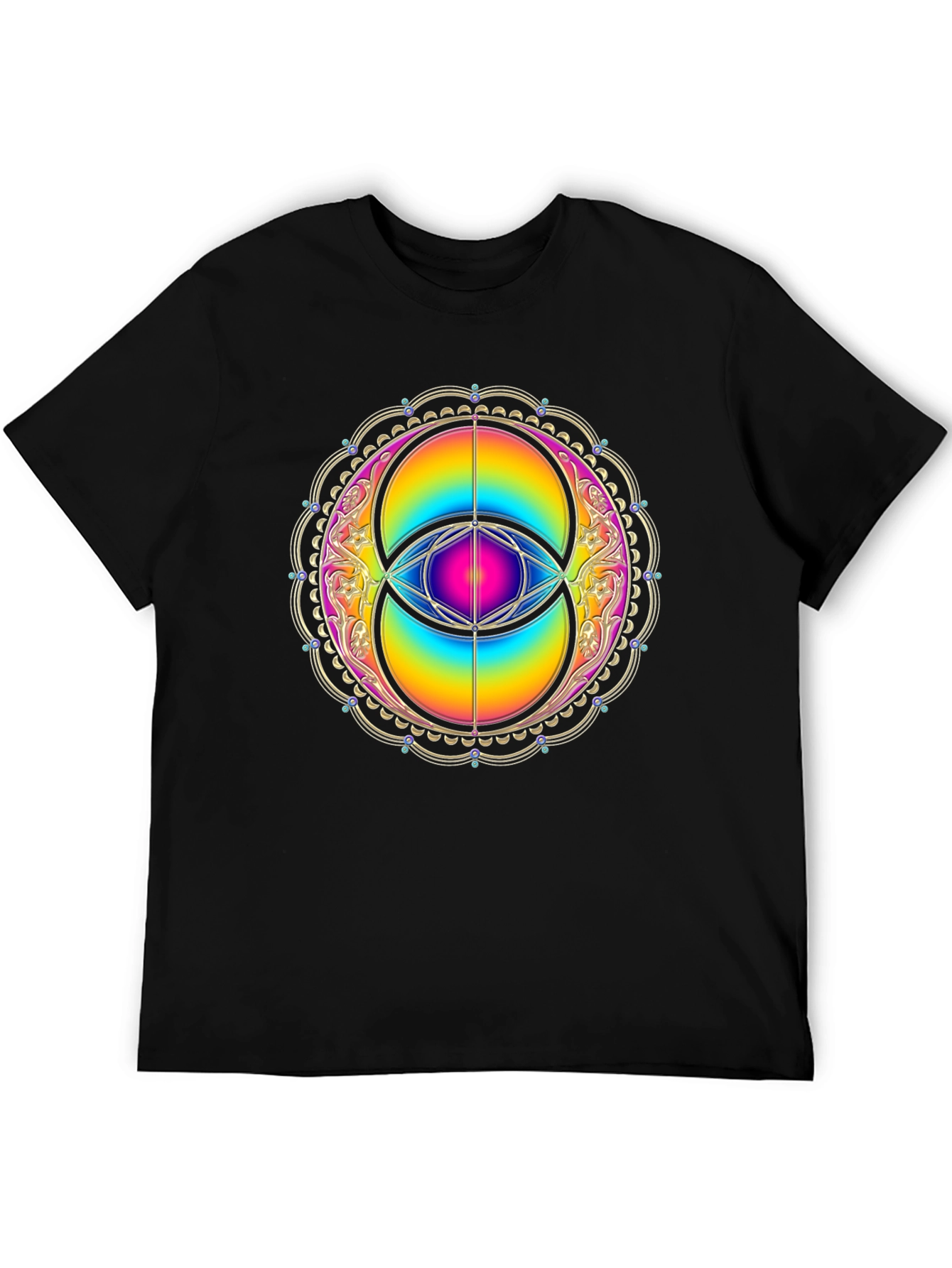 Rainbow Eye Mandala Graphic Tee - Black