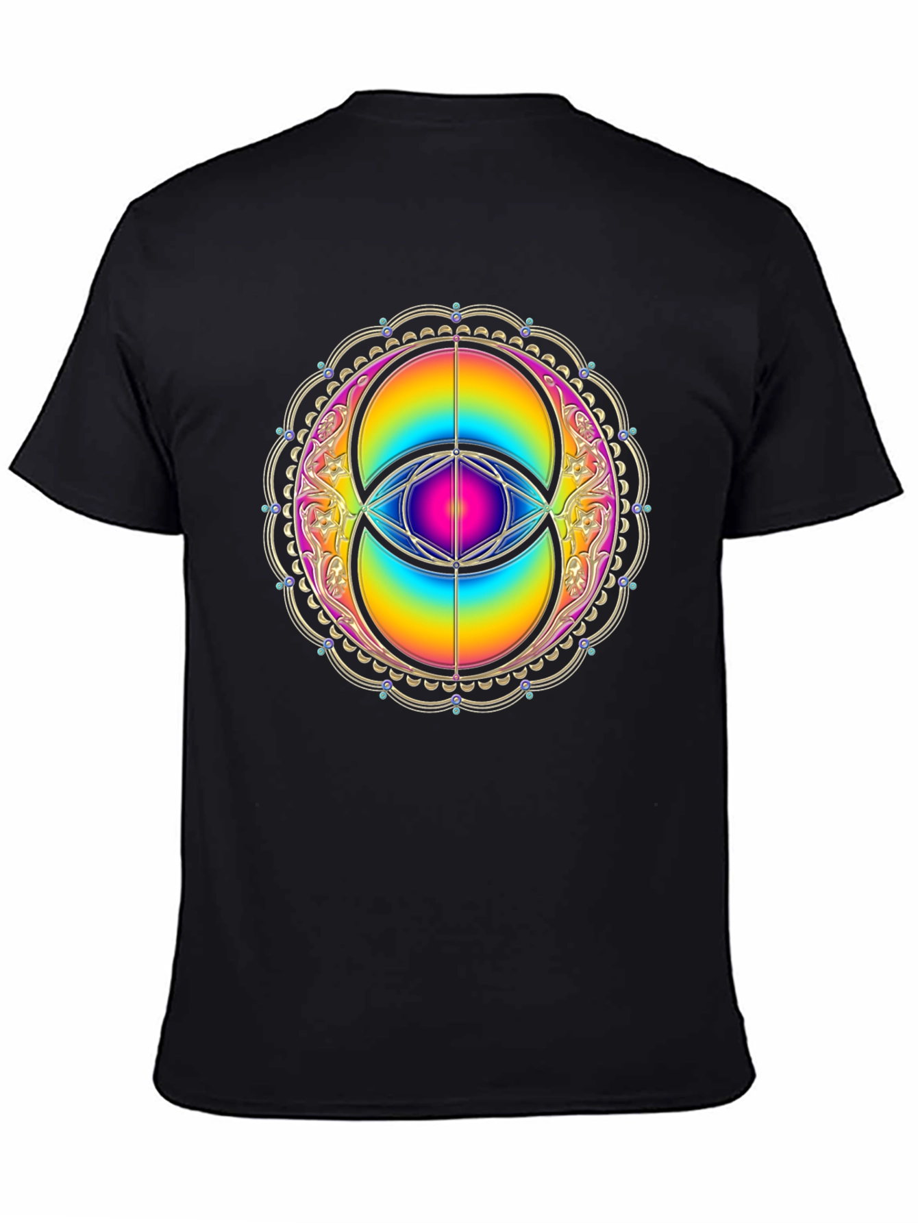 Rainbow Eye Mandala Graphic Tee - Black
