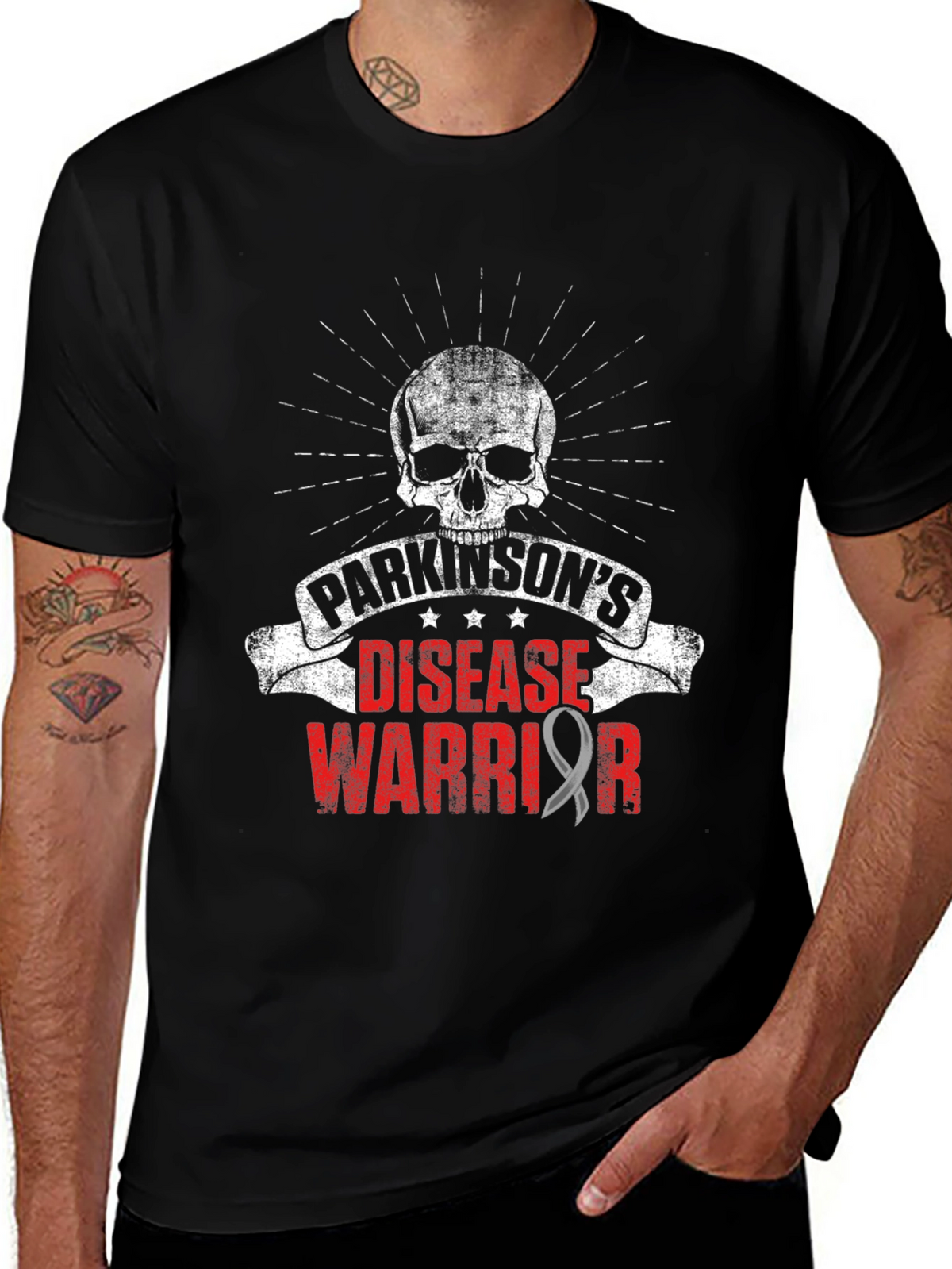 Parkinsons Disease Warrior T-Shirt - Skull Design