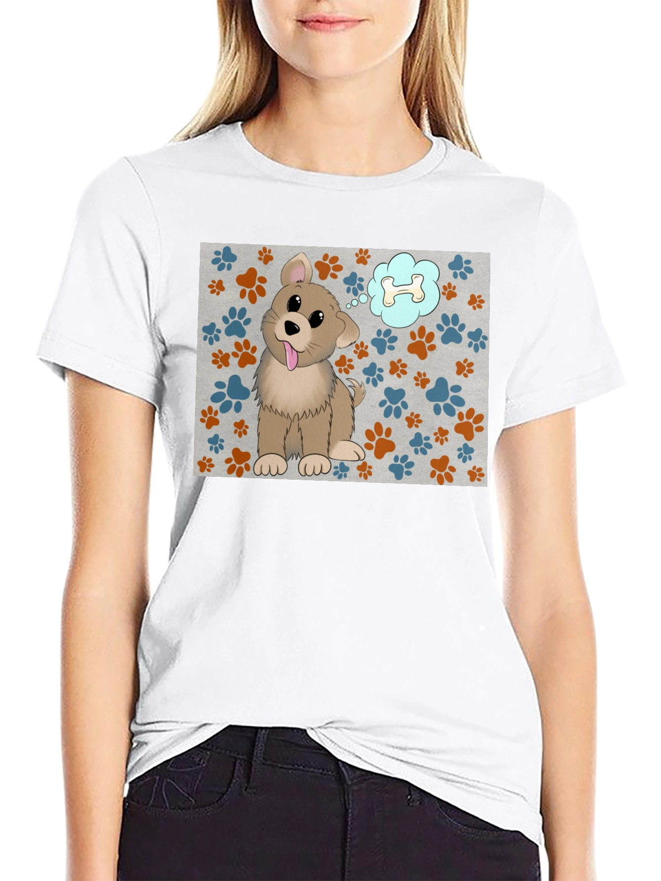 Dog Bone Dream T-Shirt - Cartoon Pet Graphic Tee