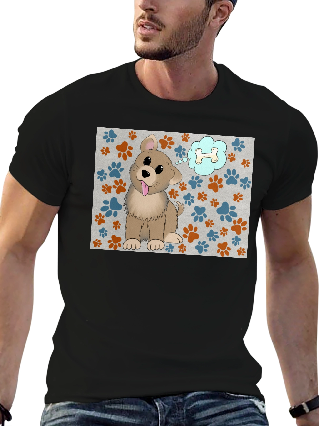 Dog Bone Dream T-Shirt - Cartoon Pet Graphic Tee
