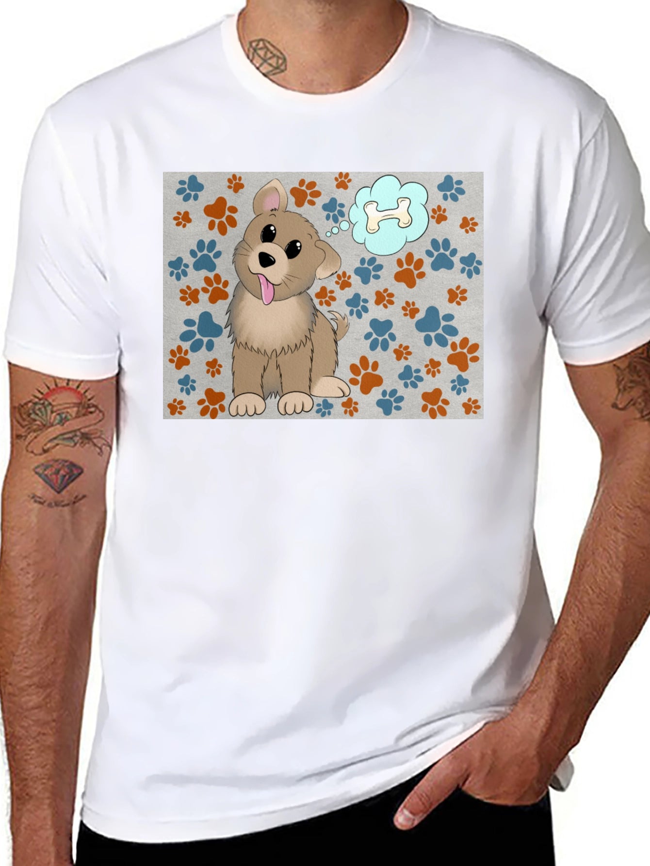 Dog Bone Dream T-Shirt - Cartoon Pet Graphic Tee