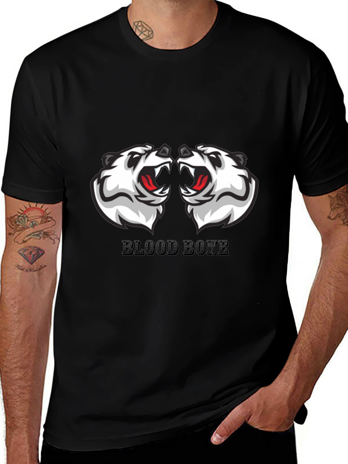 Mens Black Graphic Tee - Blood Bone Design