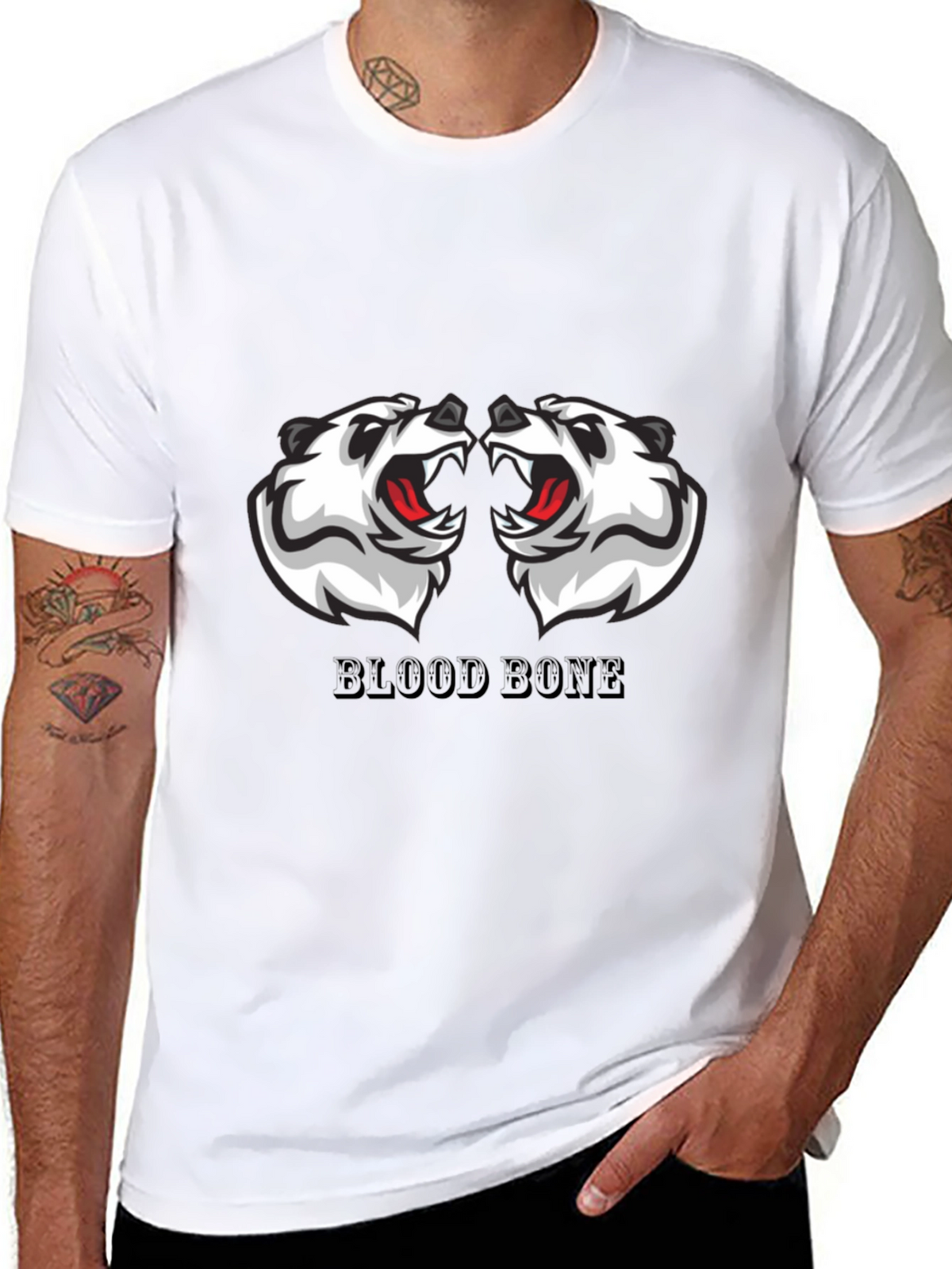 Mens Black Graphic Tee - Blood Bone Design