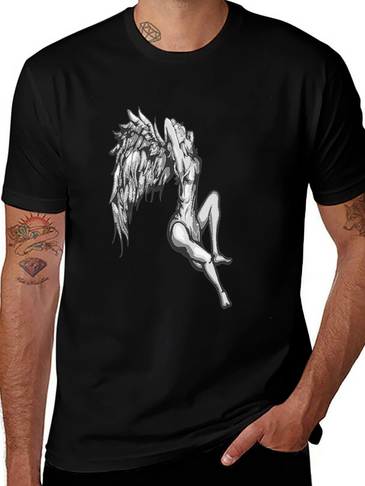 Winged Angel Graphic T-Shirt - Black Cotton Tee