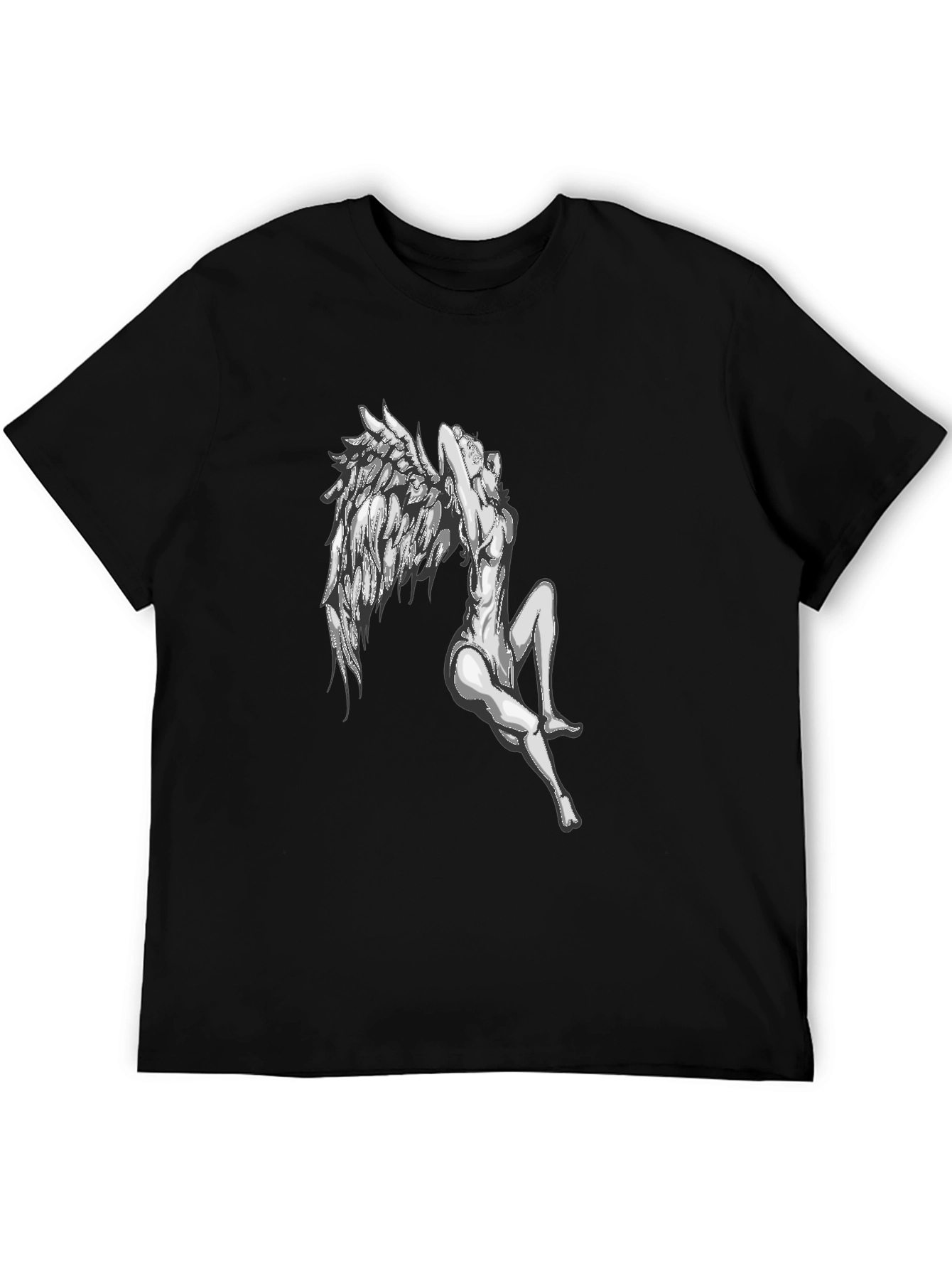 Winged Angel Graphic T-Shirt - Black Cotton Tee