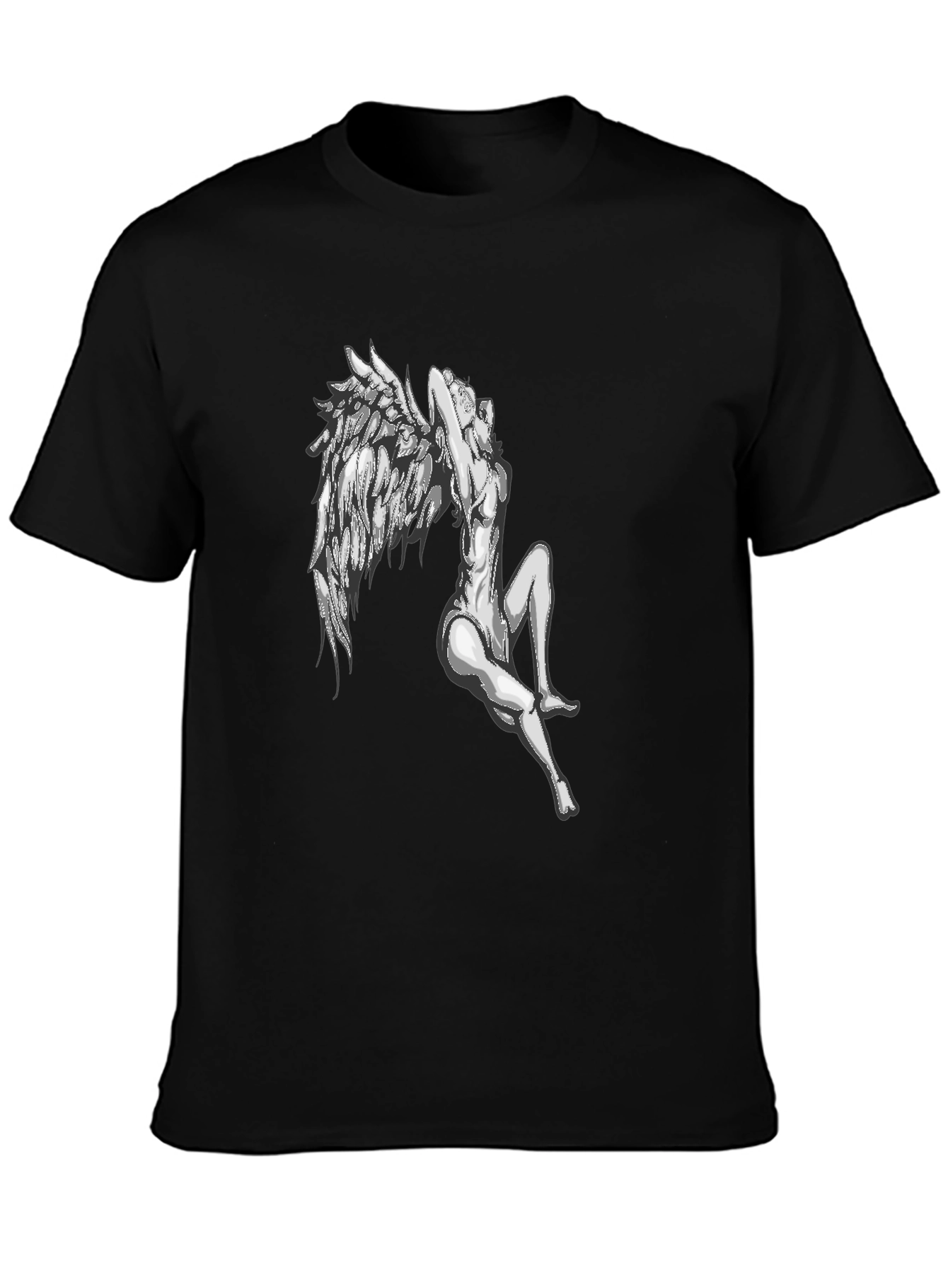 Winged Angel Graphic T-Shirt - Black Cotton Tee