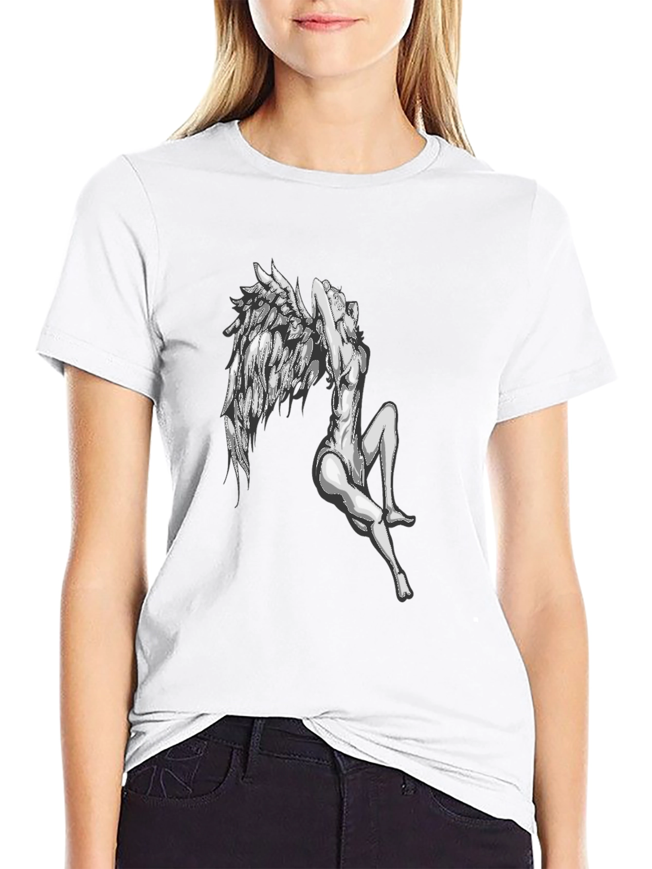 Winged Angel Graphic T-Shirt - Black Cotton Tee