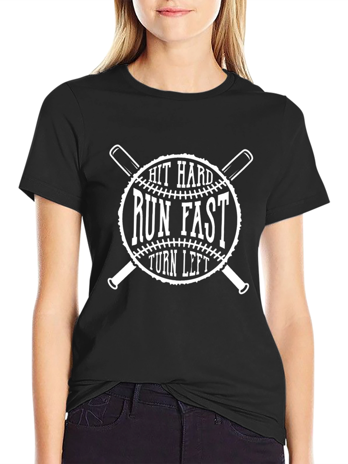 Hit Hard Run Fast Baseball T-Shirt