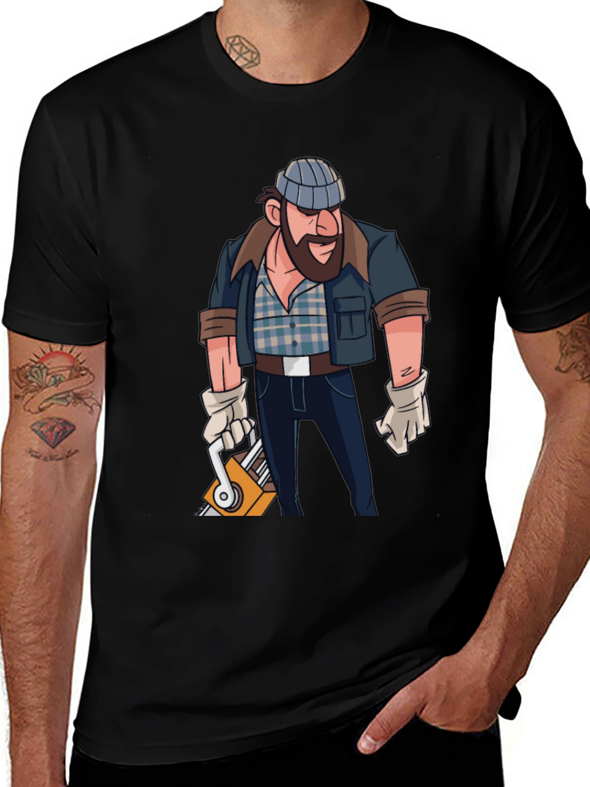 Lumberjack Cartoon Graphic T-Shirt