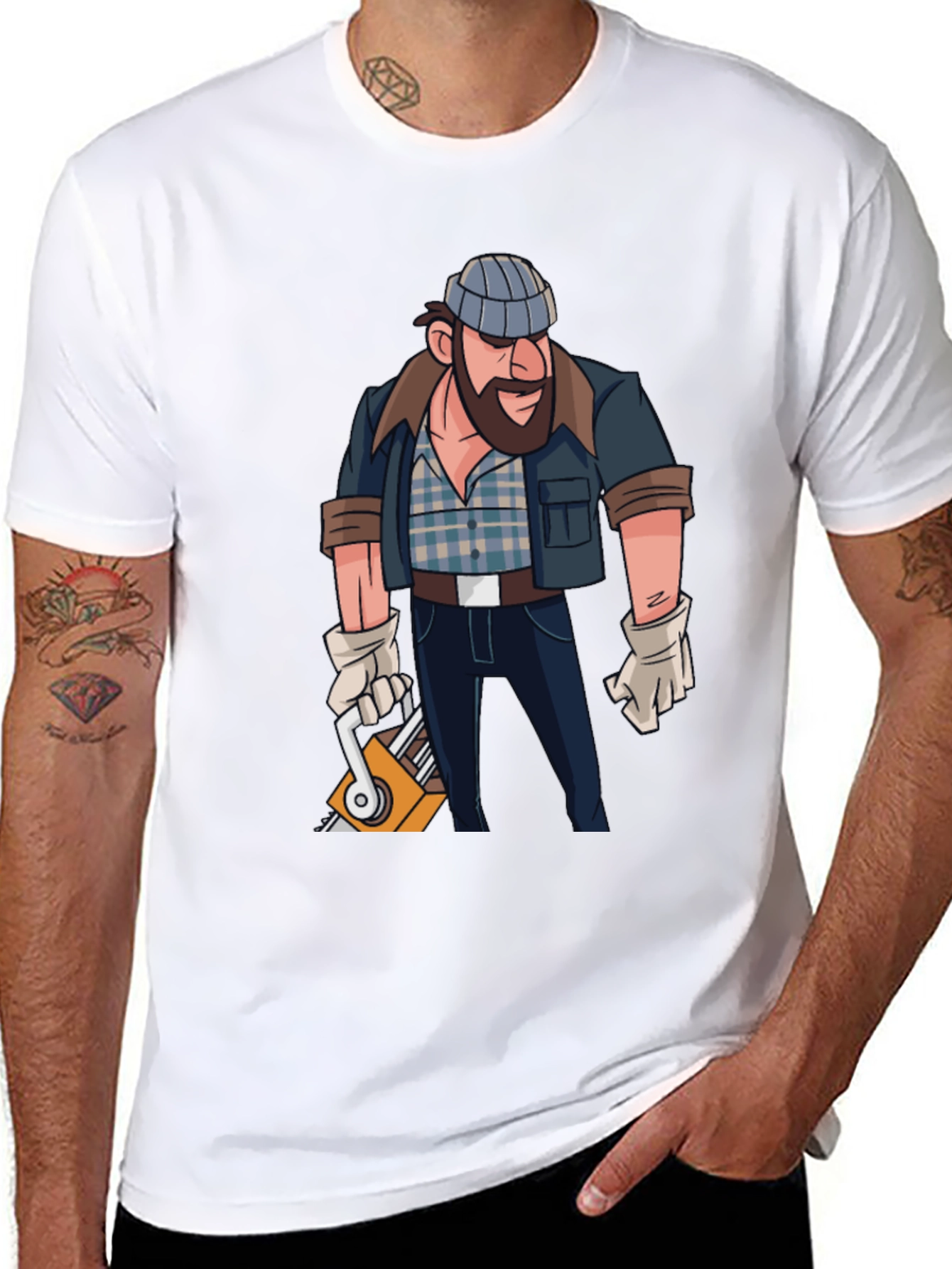 Lumberjack Cartoon Graphic T-Shirt
