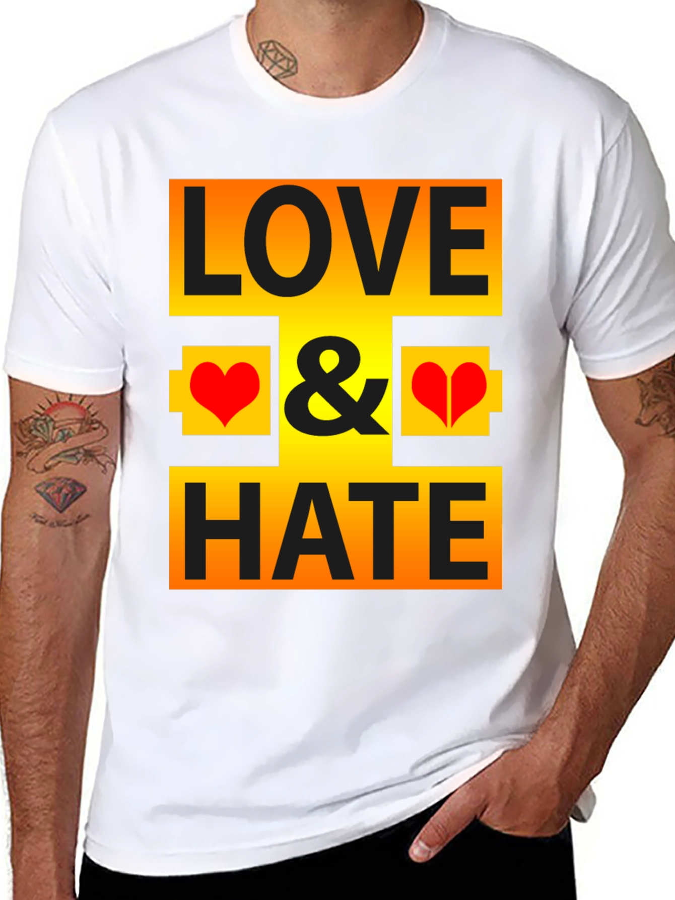 Love & Hate Graphic Print Black T-Shirt