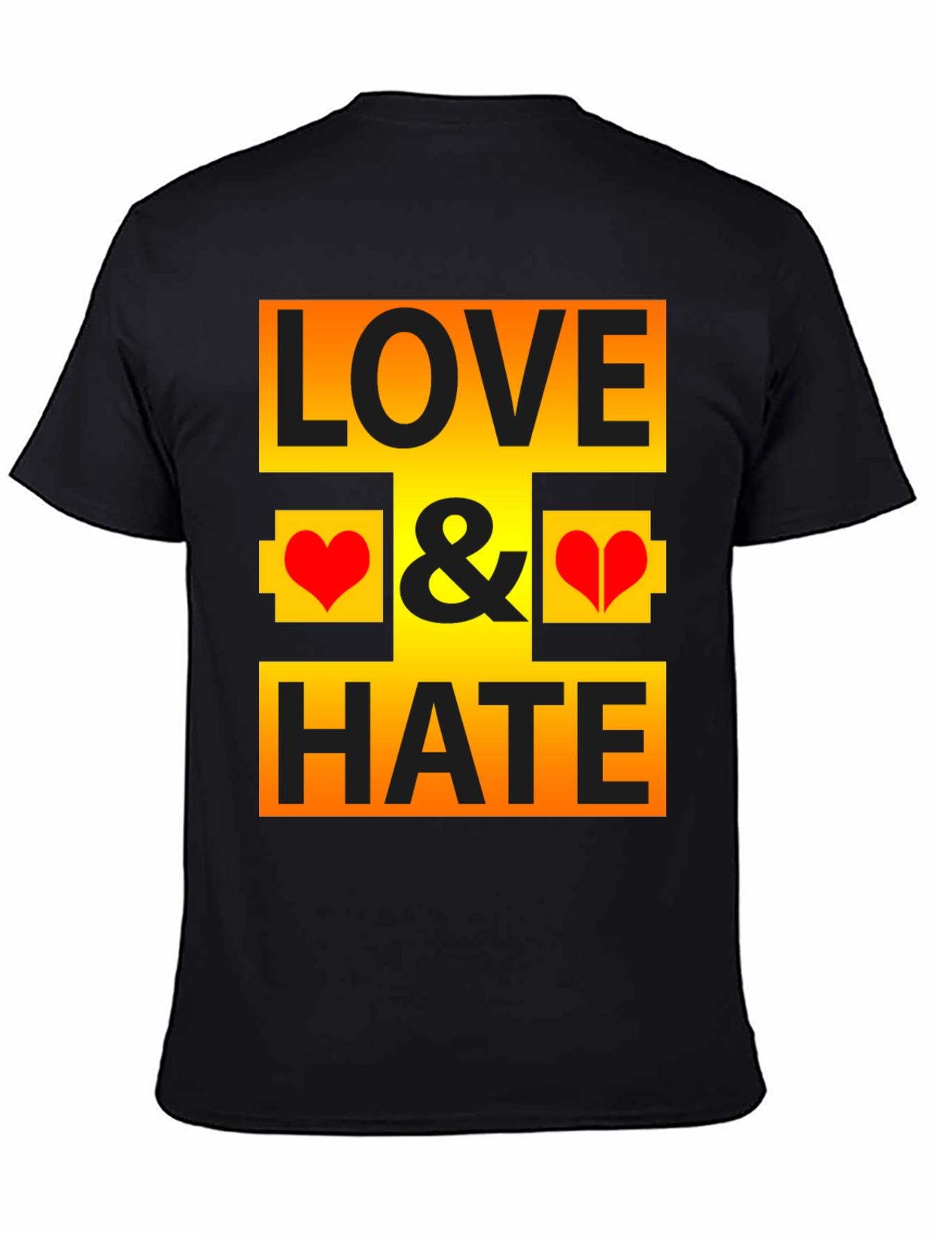Love & Hate Graphic Print Black T-Shirt