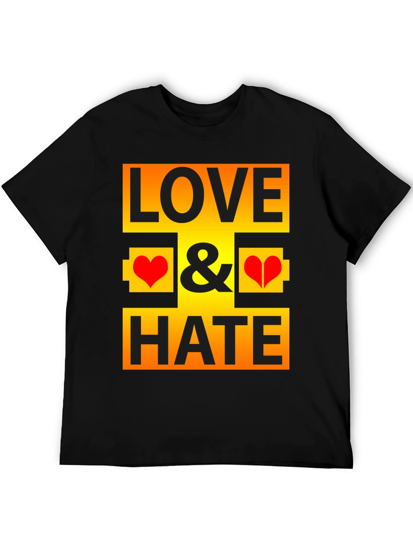 Love & Hate Graphic Print Black T-Shirt