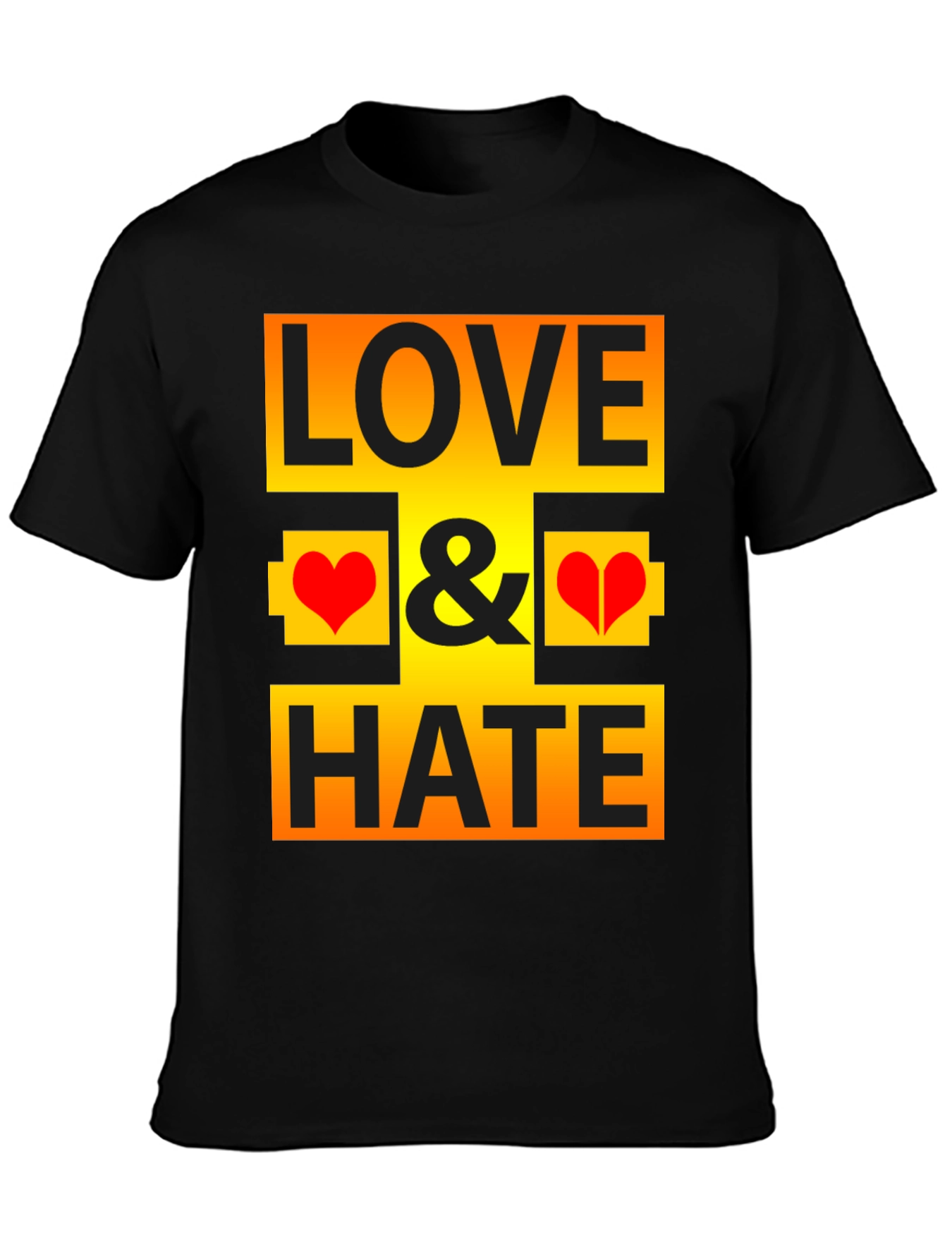 Love & Hate Graphic Print Black T-Shirt