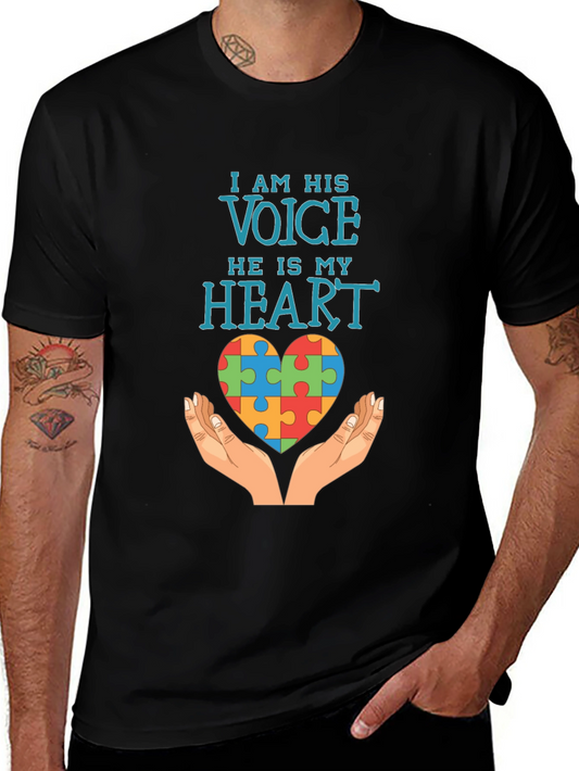 Autism Awareness T-Shirt: I Am His Voice He Is My Heart