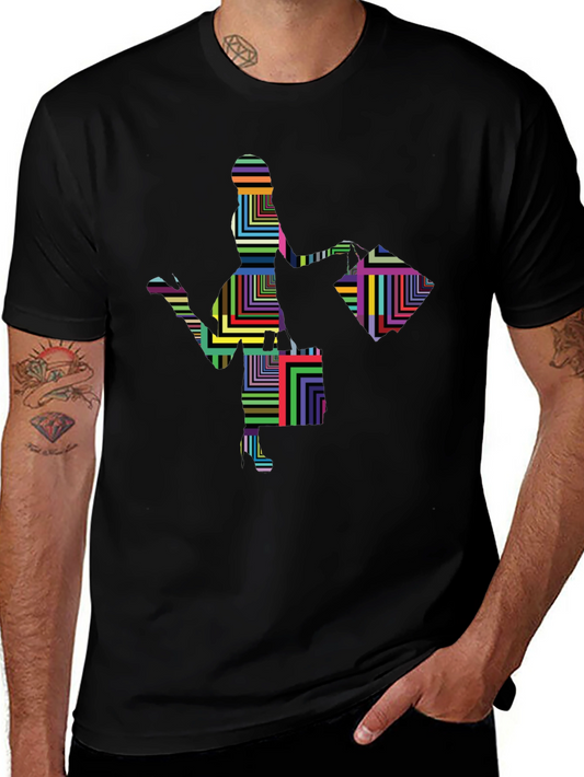 Retro Bowling T-Shirt - Colorful Geometric Design