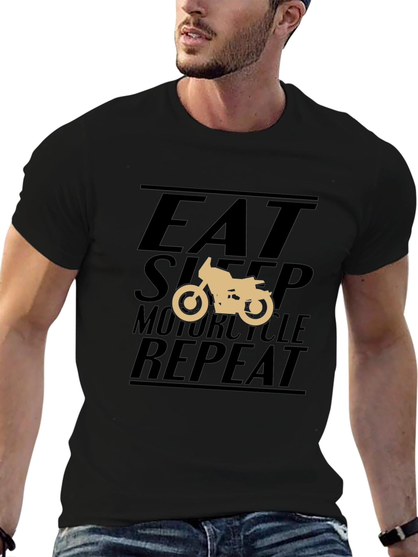 Eat Sleep Motorcycle Repeat Black T-Shirt