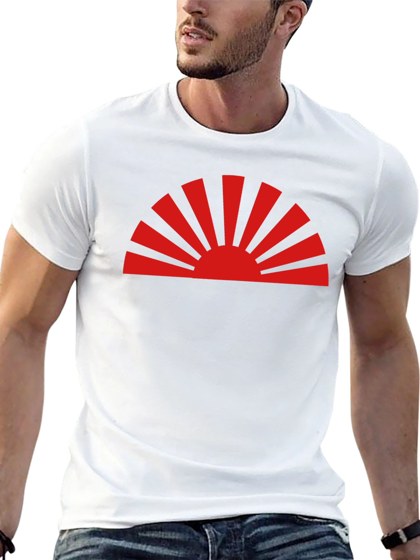 Rising Sun Graphic Tee - Black Cotton Casual Shirt