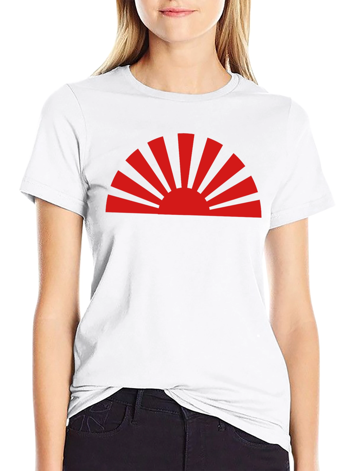 Rising Sun Graphic Tee - Black Cotton Casual Shirt