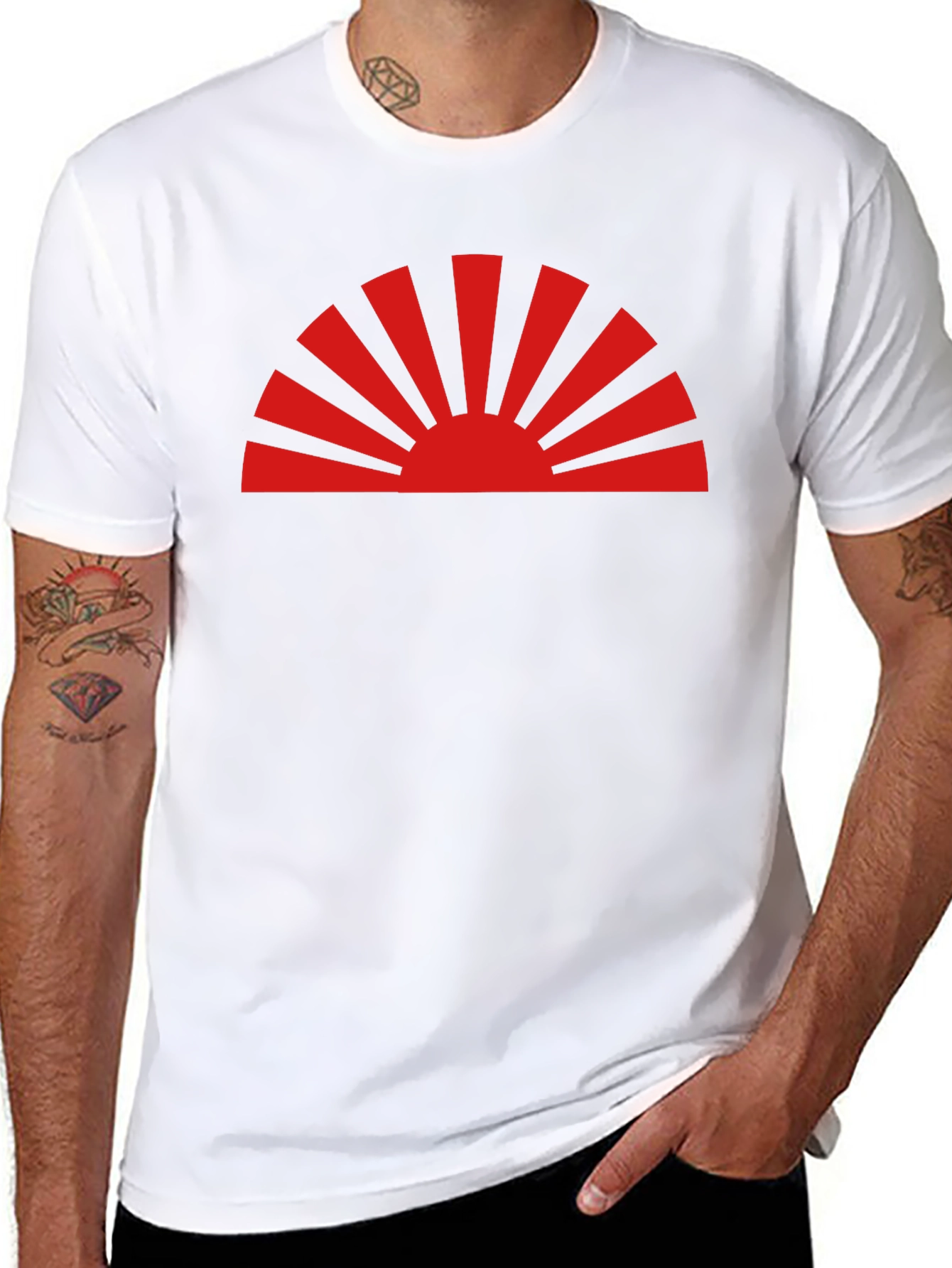 Rising Sun Graphic Tee - Black Cotton Casual Shirt