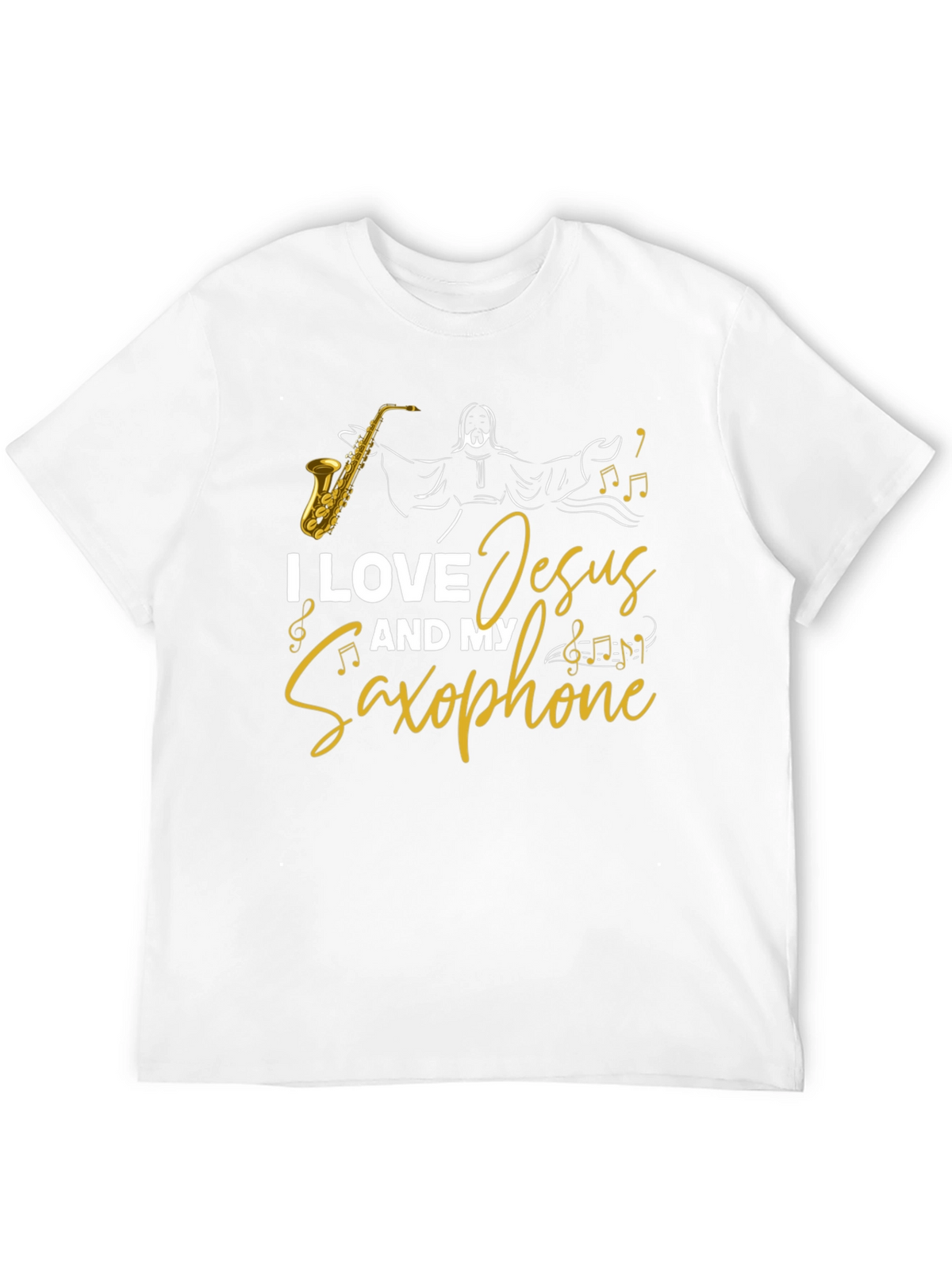 I Love Jesus and My Saxophone Black T-Shirt