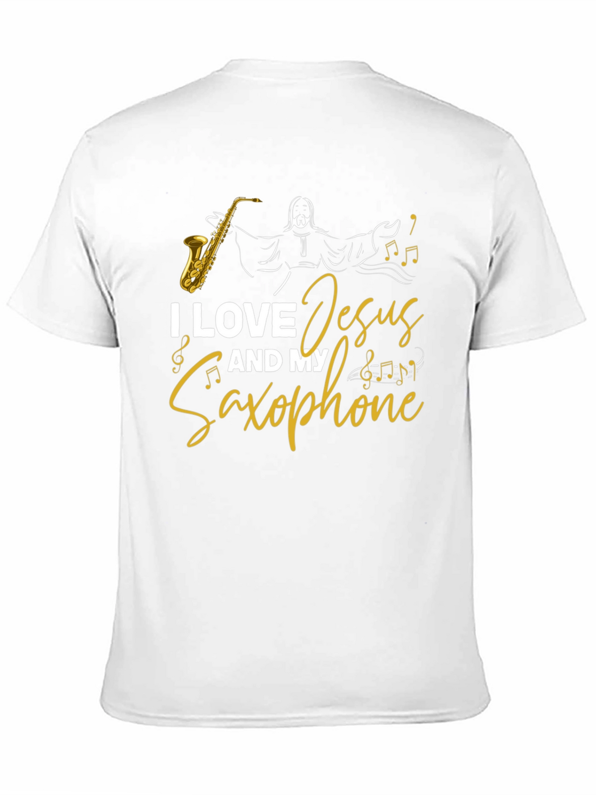 I Love Jesus and My Saxophone Black T-Shirt