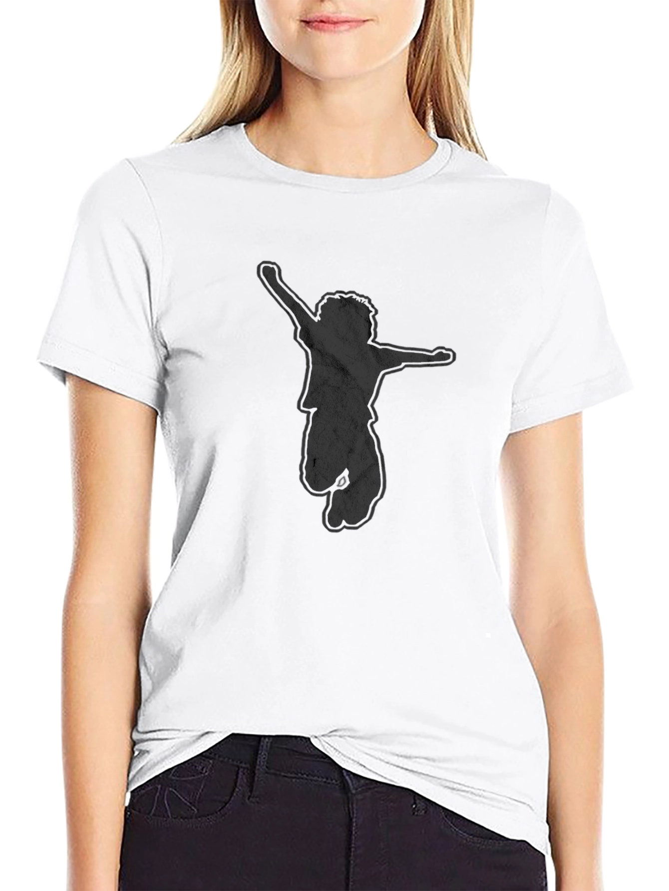 Silhouette Jump Graphic Tee - Black Cotton