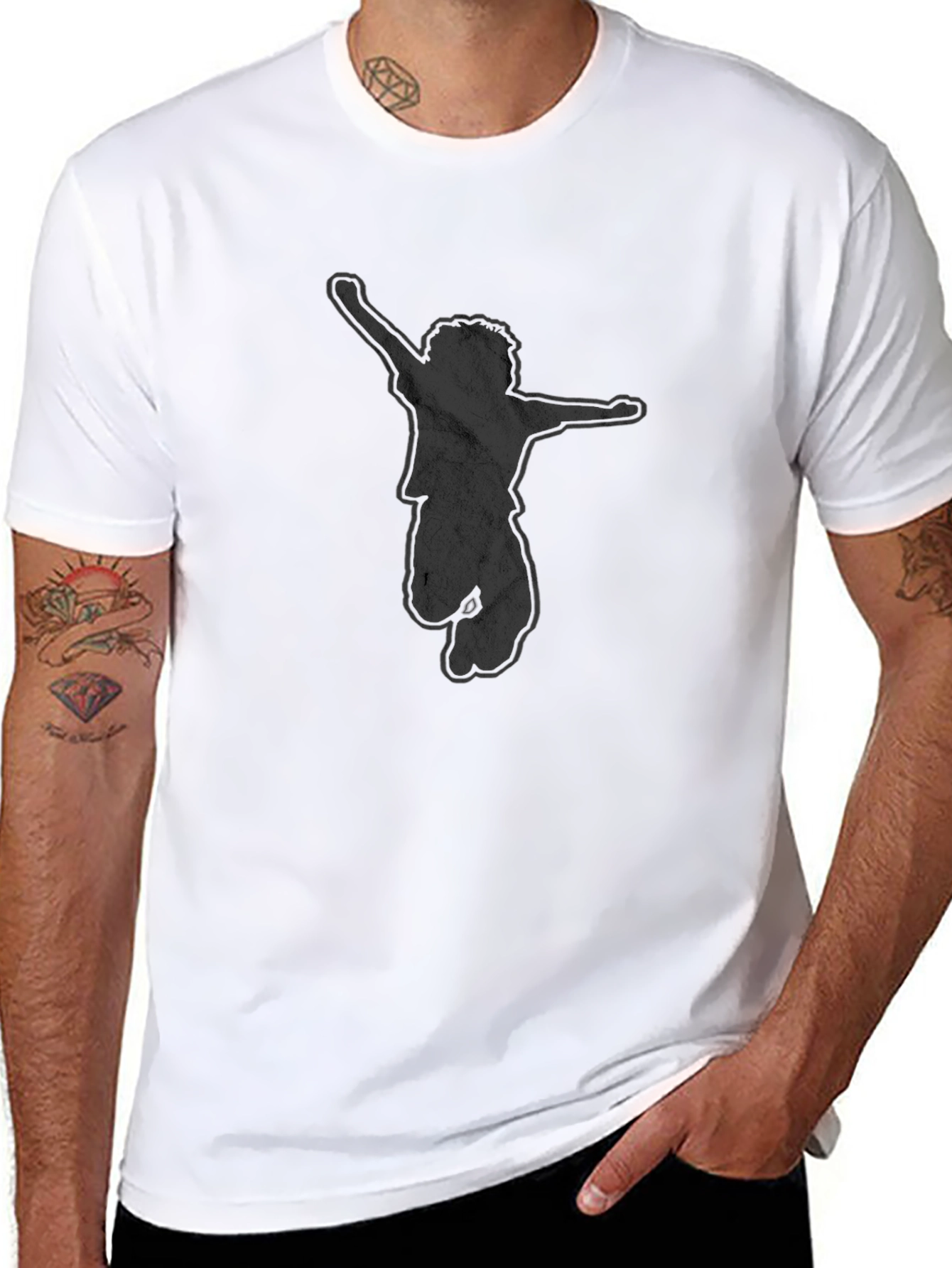 Silhouette Jump Graphic Tee - Black Cotton