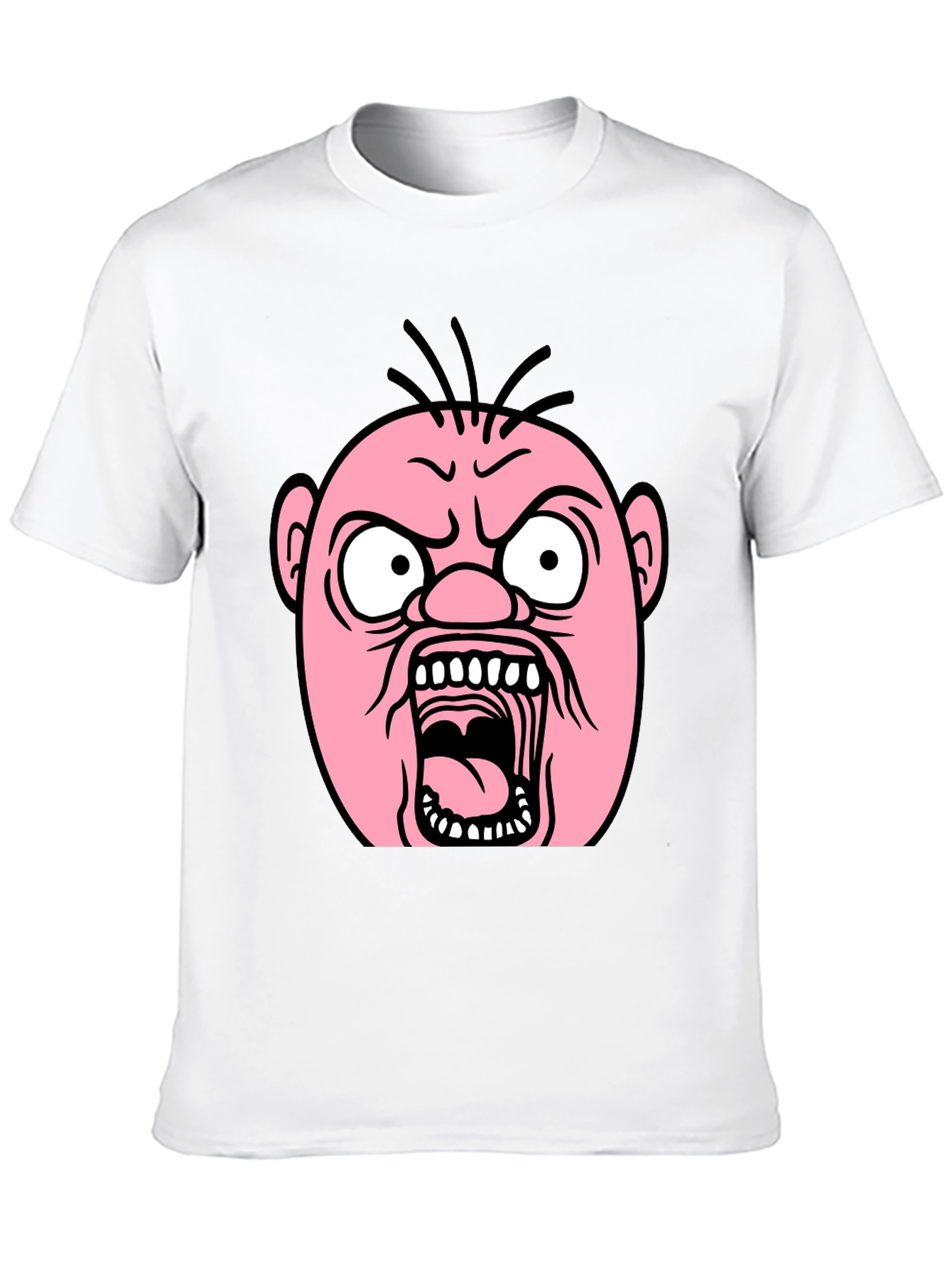 Cartoon Angry Face Black T-Shirt