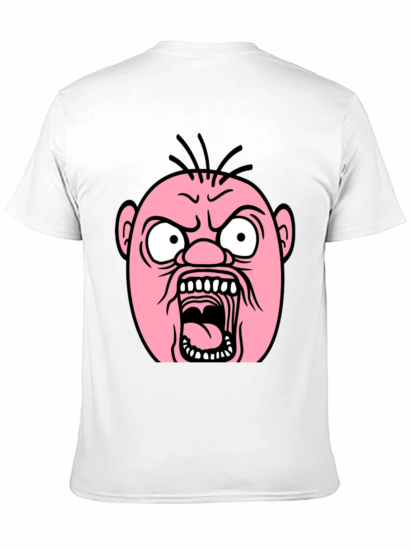 Cartoon Angry Face Black T-Shirt