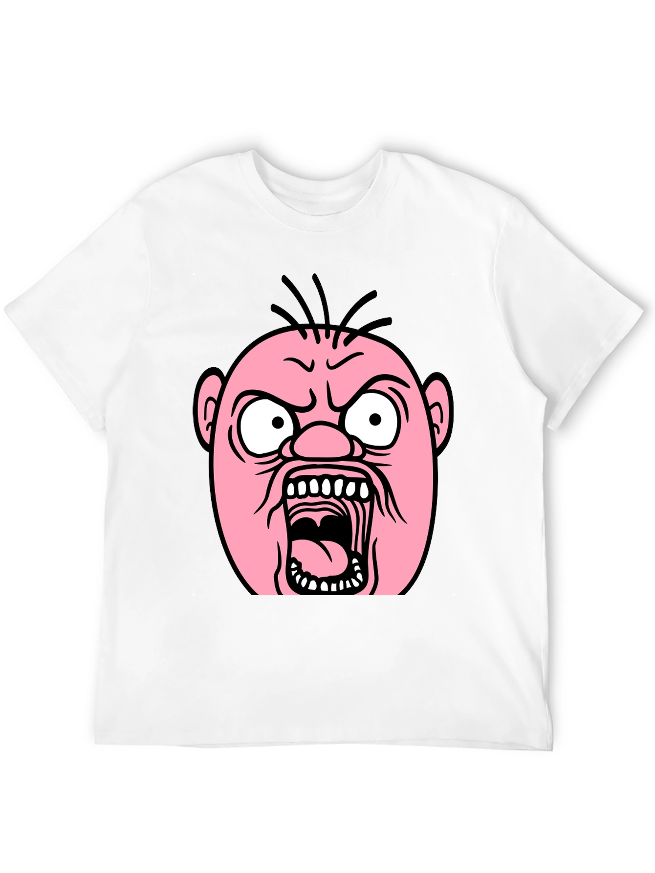 Cartoon Angry Face Black T-Shirt