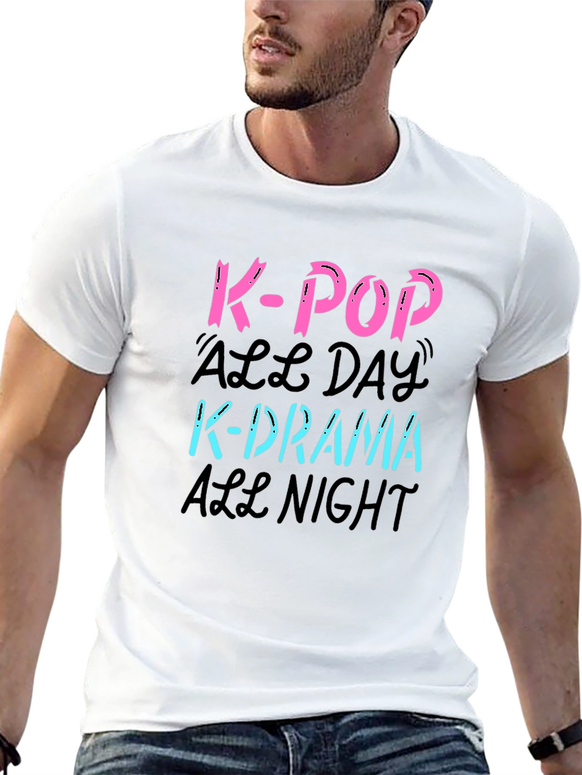 K-Pop All Day K-Drama All Night Graphic T-Shirt