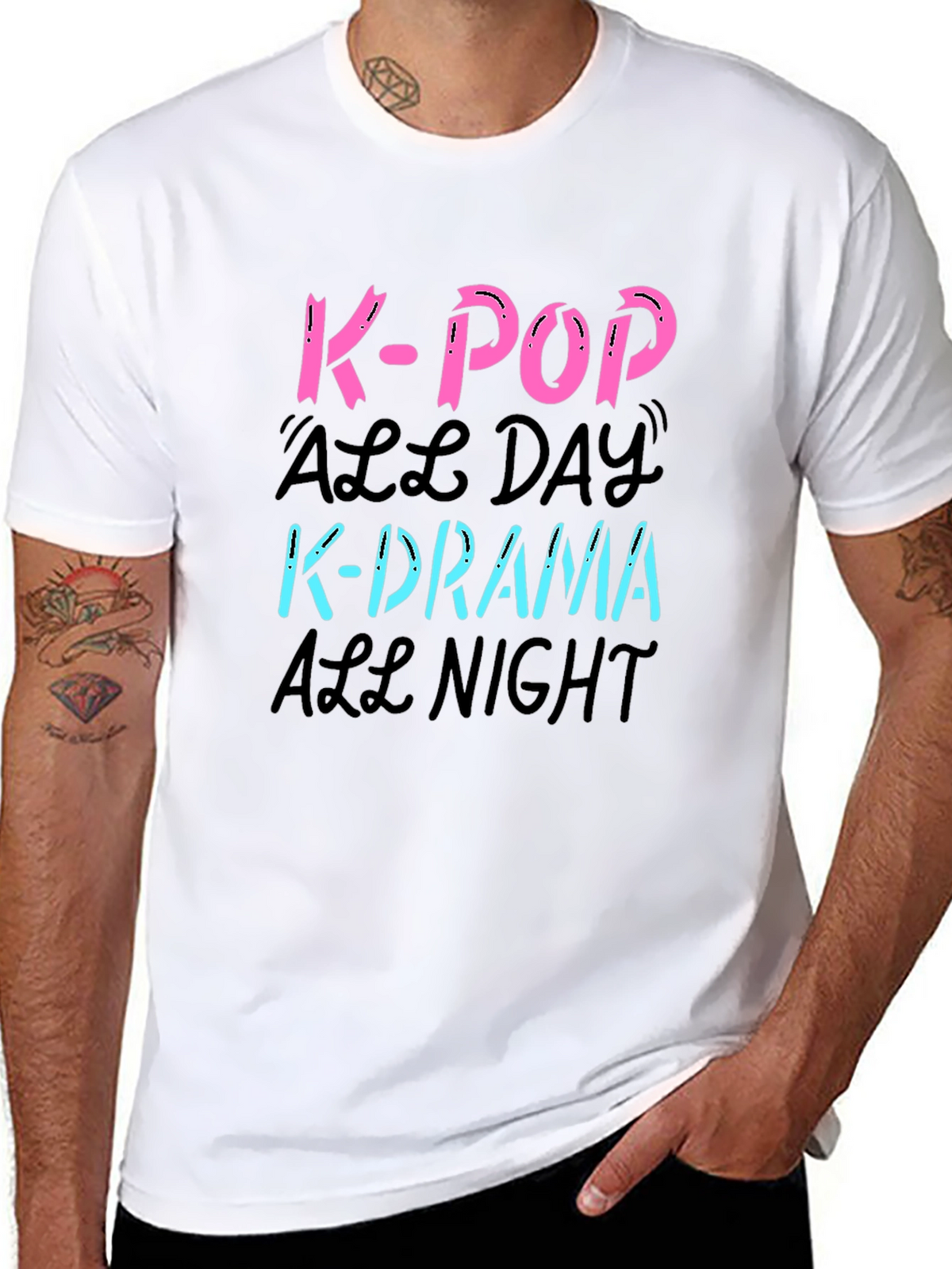 K-Pop All Day K-Drama All Night Graphic T-Shirt