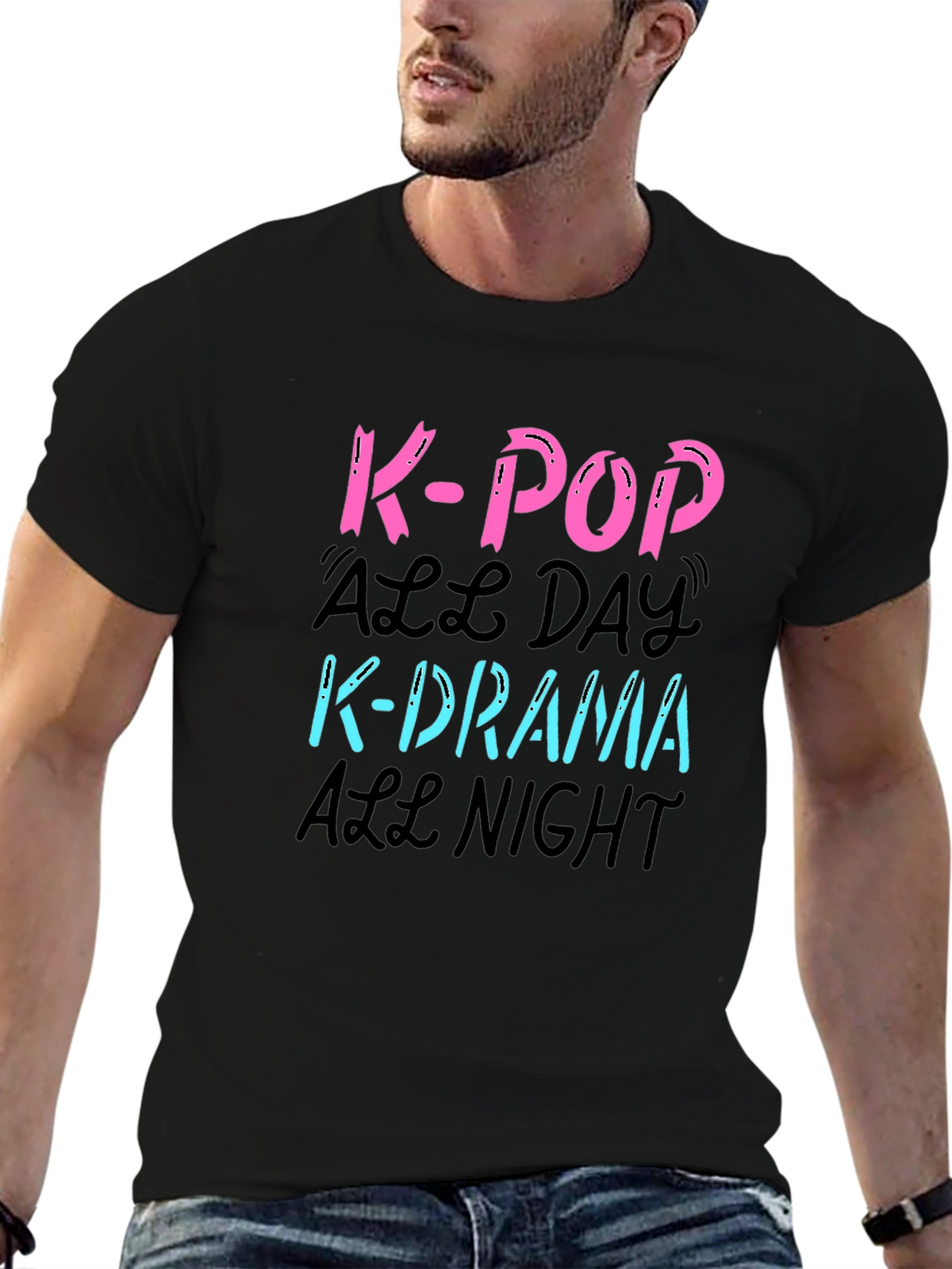 K-Pop All Day K-Drama All Night Graphic T-Shirt