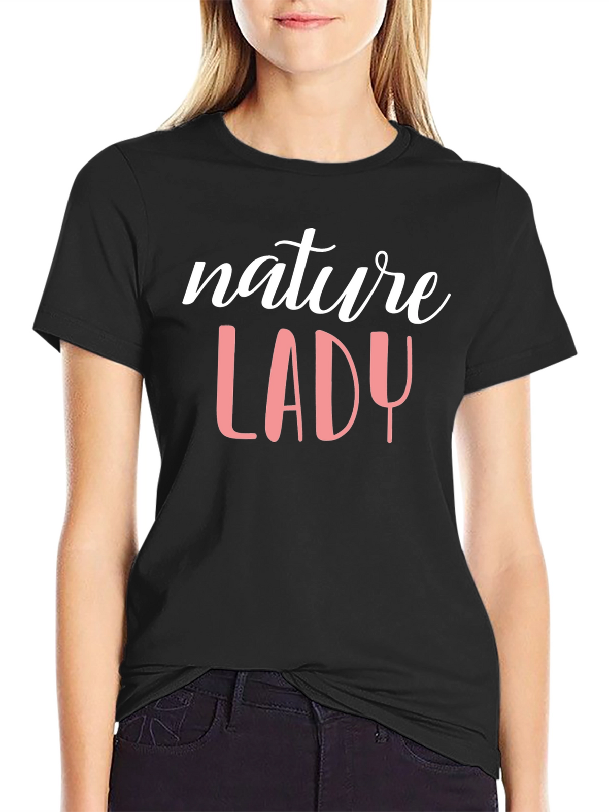 Nature Lady Graphic Tee - Black Cotton T-Shirt