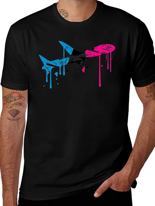 Abstract Airplane Graphic Tee - Black