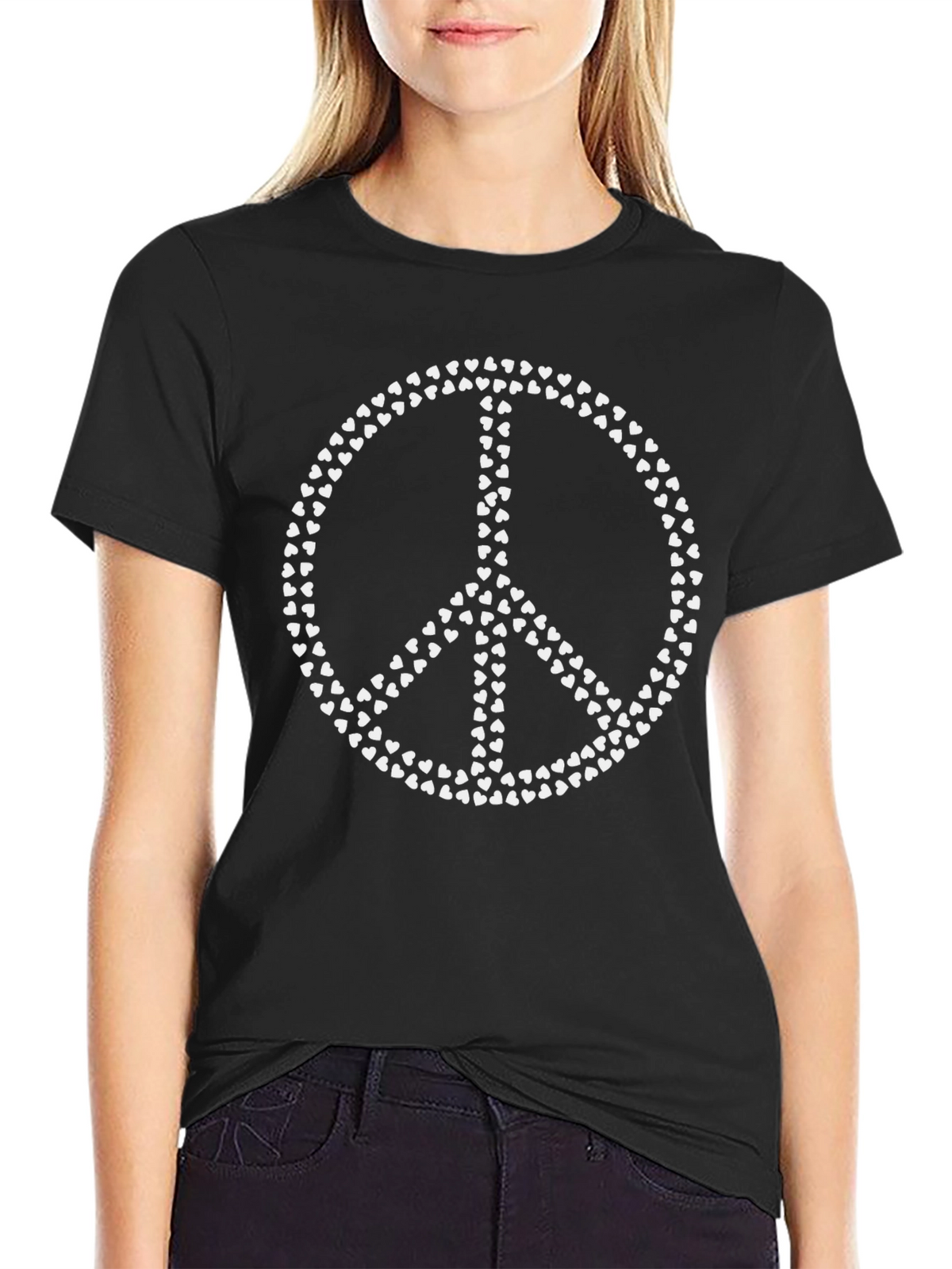 Heart Peace Sign Black T-Shirt