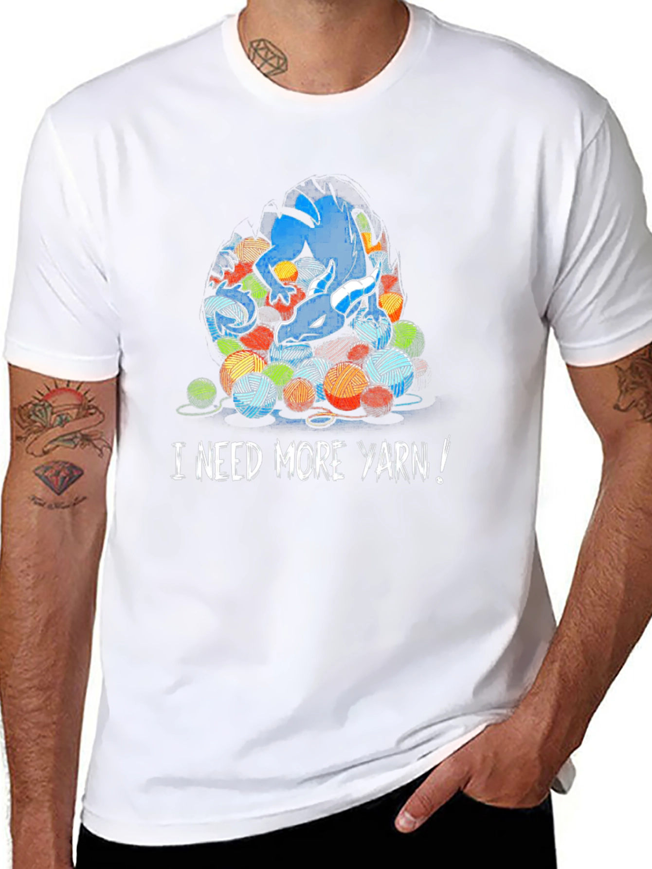 Dragon and Yarn Balls Graphic T-Shirt