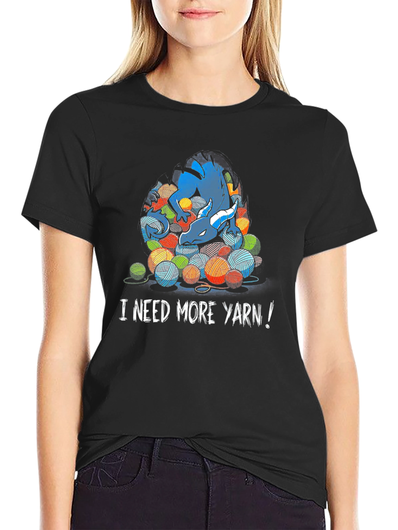 Dragon and Yarn Balls Graphic T-Shirt