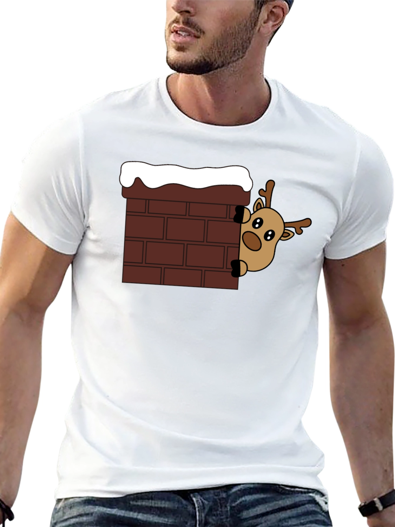 Reindeer in Chimney Holiday T-Shirt