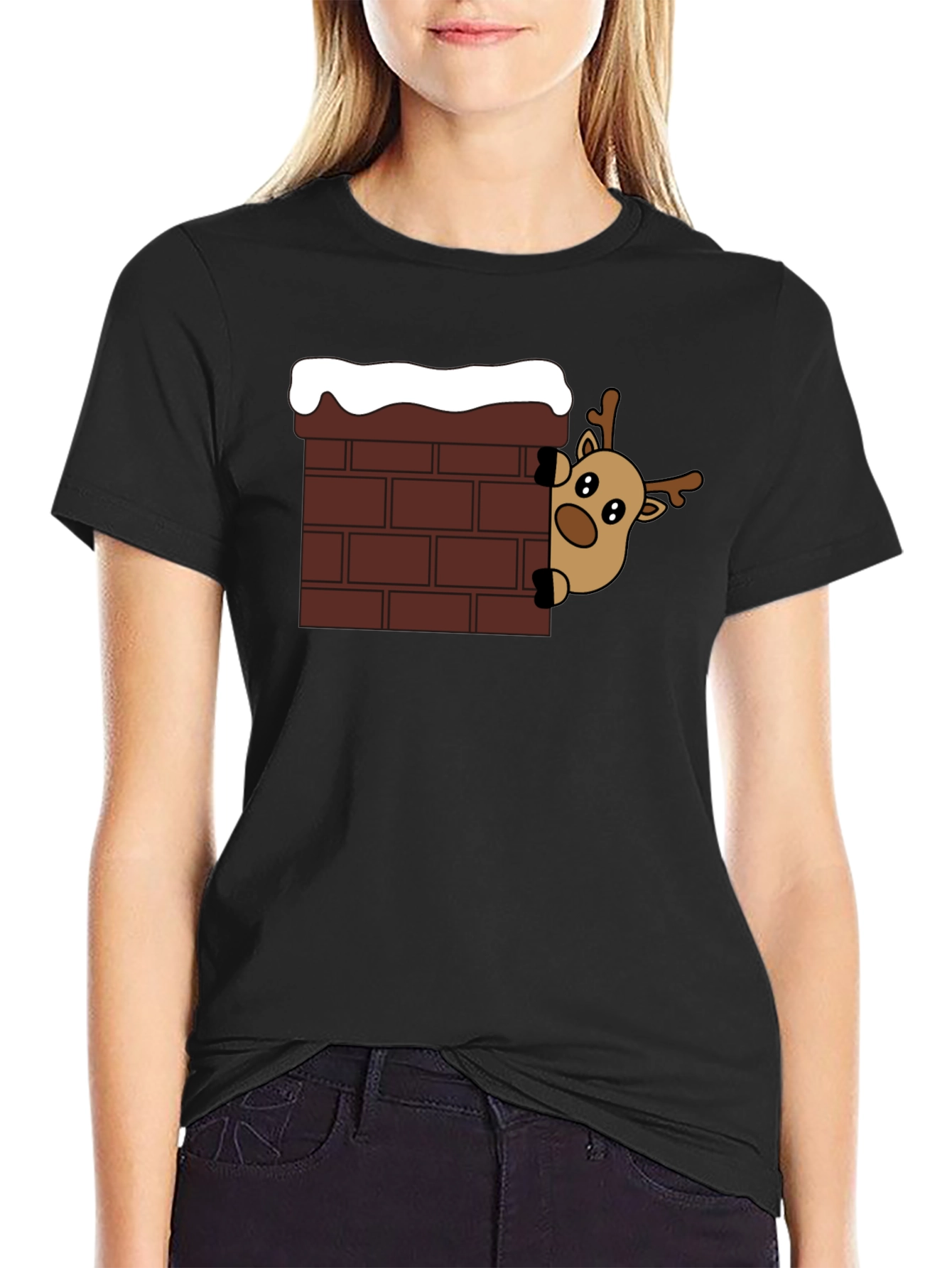 Reindeer in Chimney Holiday T-Shirt
