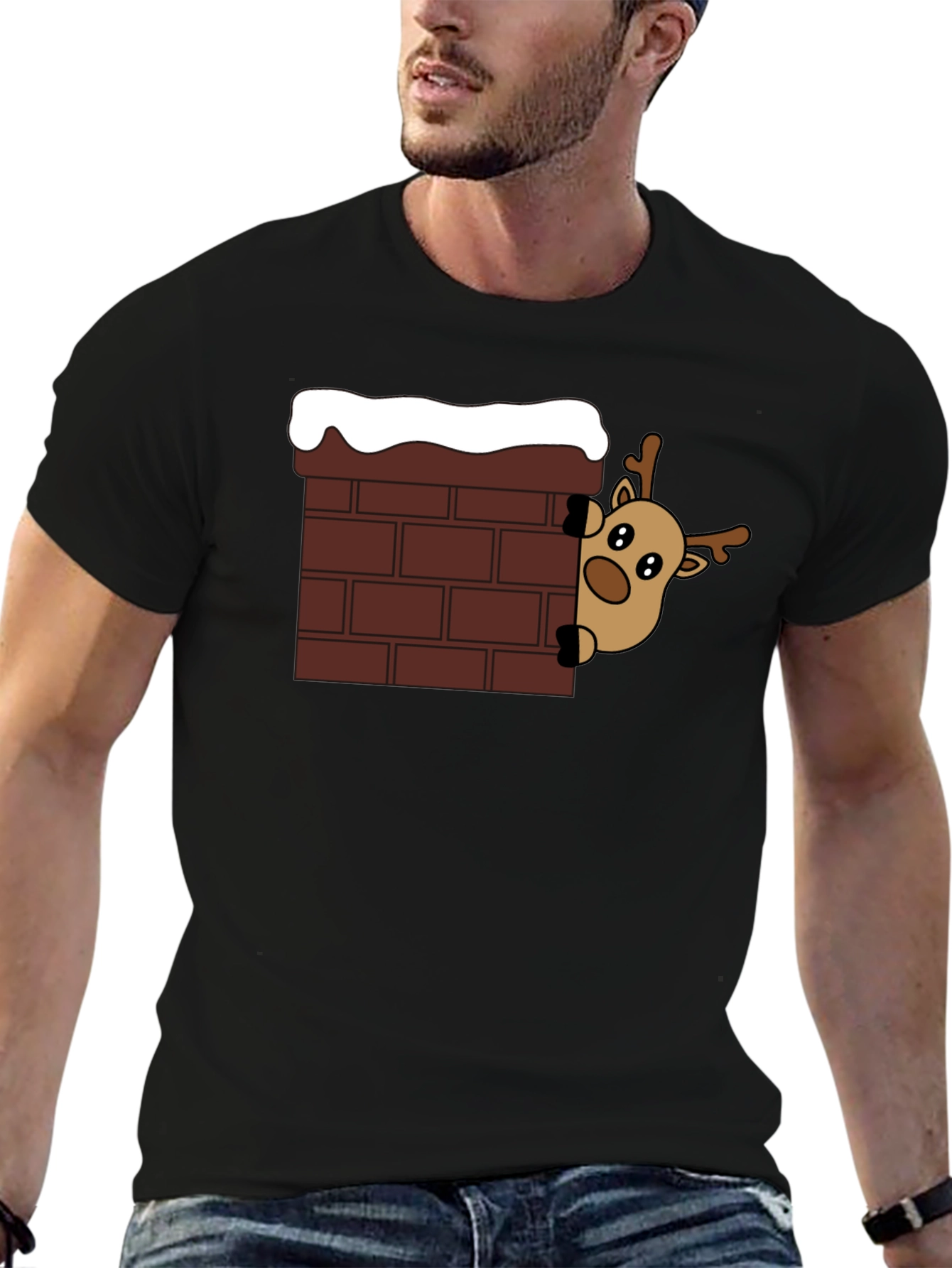 Reindeer in Chimney Holiday T-Shirt