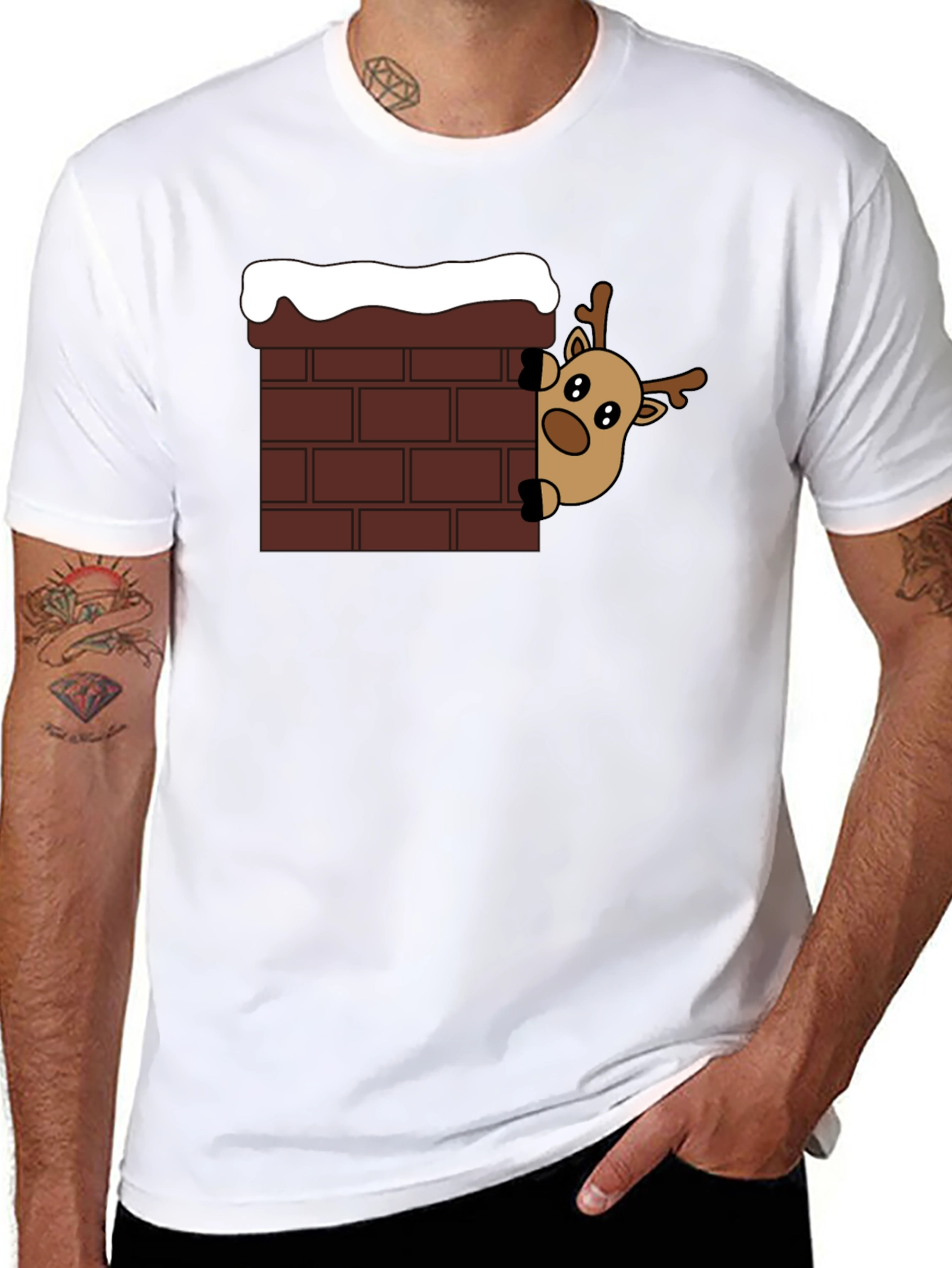 Reindeer in Chimney Holiday T-Shirt